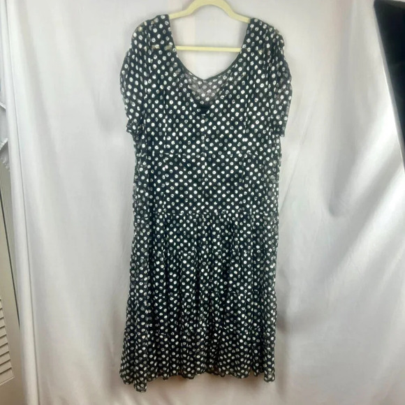 S. L. Fashions Dress Women Plus 24W Black White Polk Dot Midi Length Tier Skirt - Picture 4 of 6